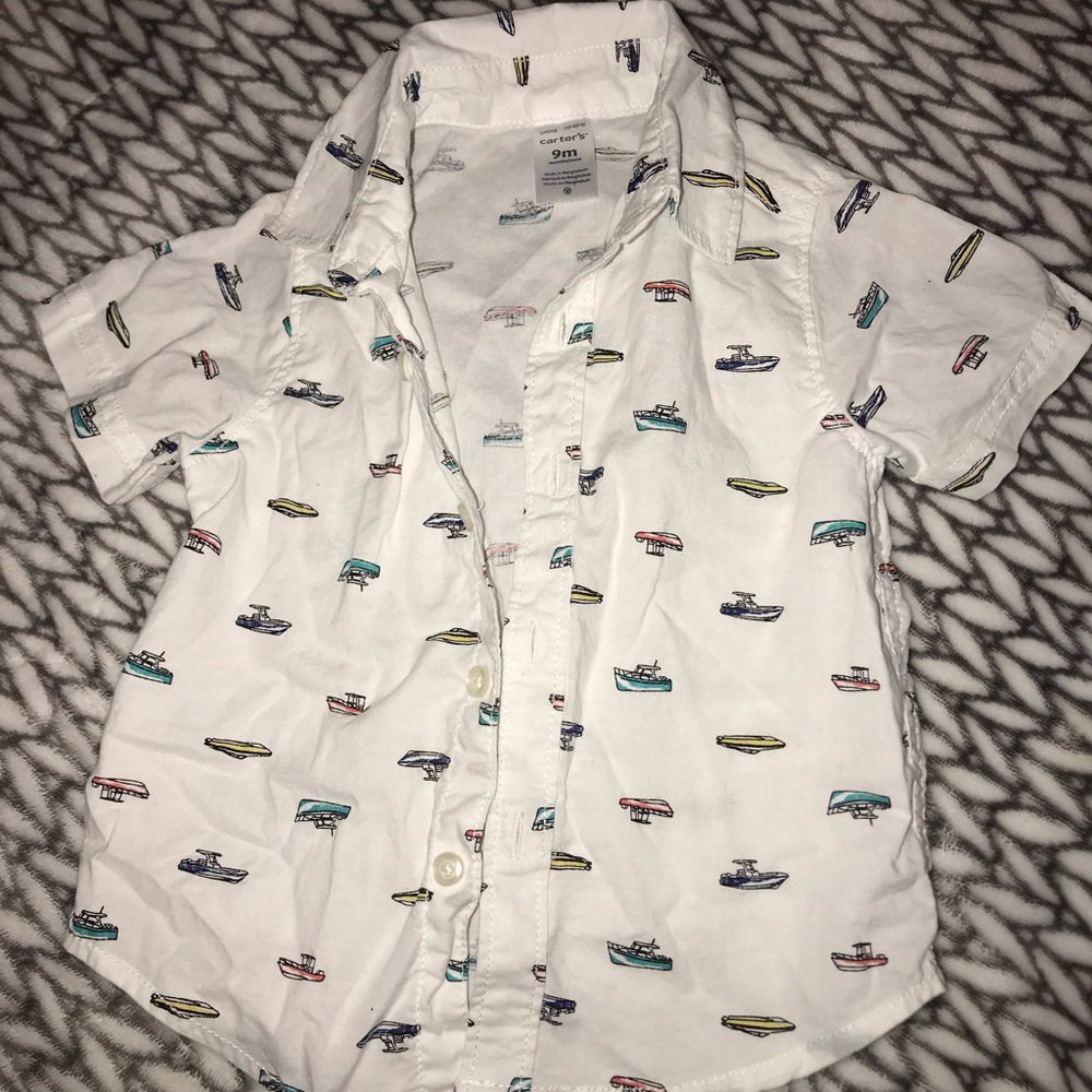 toddler boat button up short sleeve shirt